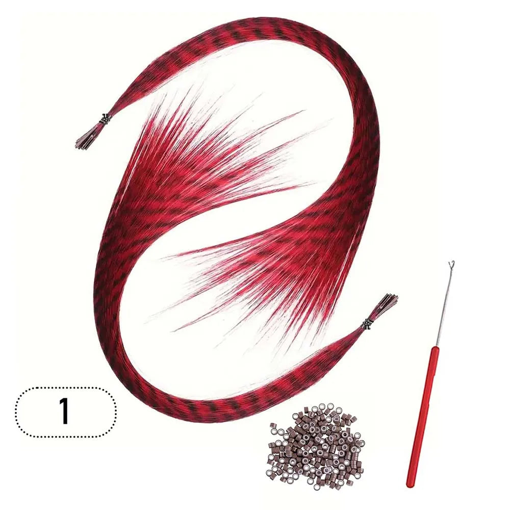 Synthetic Colored I-Tip Faux Feather Hair Extensions 16" 20 Strands Women's Heat Resistant Fiber Festival Extensions Accessories