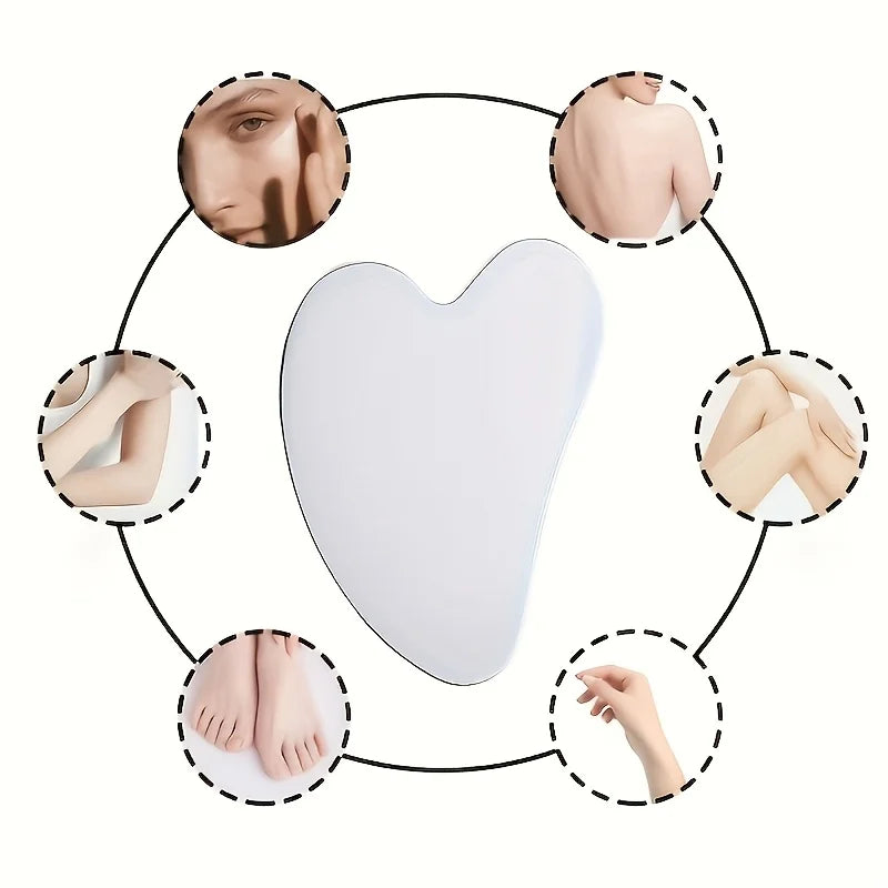 2pcs Stainless Steel Gua Sha Tool - Ultra-Thin Heart Shape with Triangle Edges for Face & Hand Massage, Relaxation & Muscle