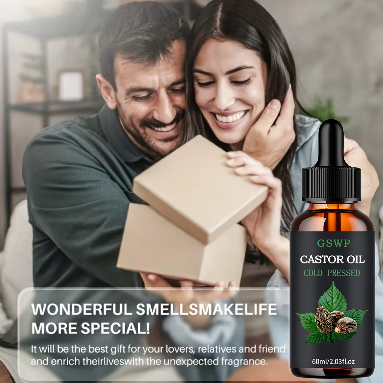 GSWP castor oil is suitable for facial skincare, body massage, hair care, hand moisturizing, and aromatherapy diffuser use.60ml
