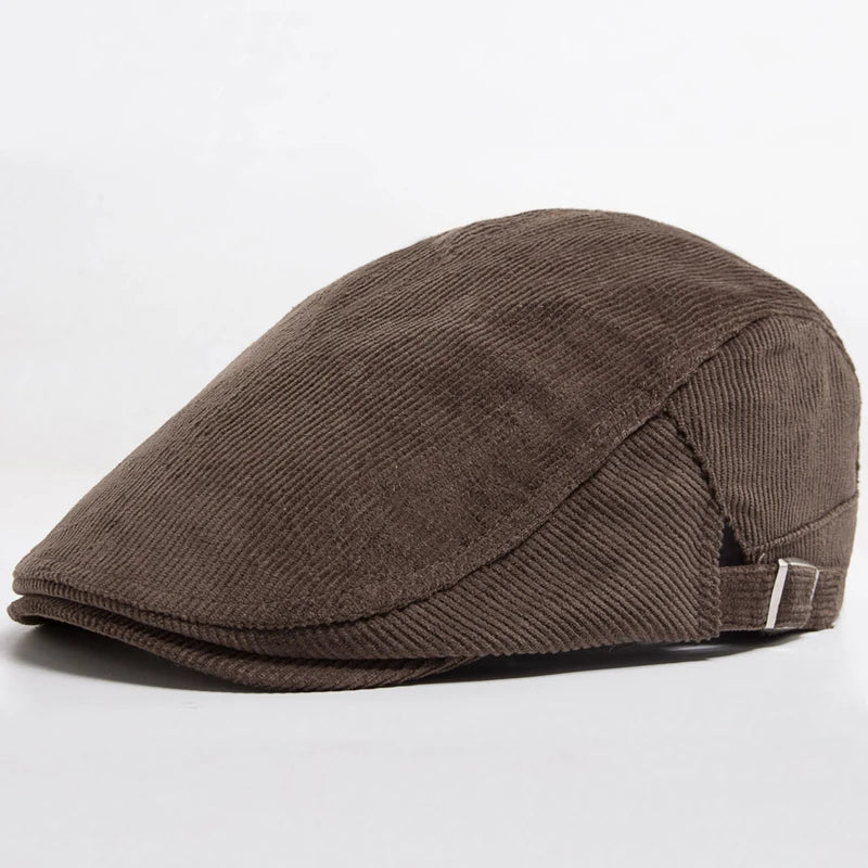 Men Fashion Corduroy Beret Spring Autumn Thick Warm Women's Flat Hat Vintage Casual Newsboy Cap Unisex Fashion Front Back Wear