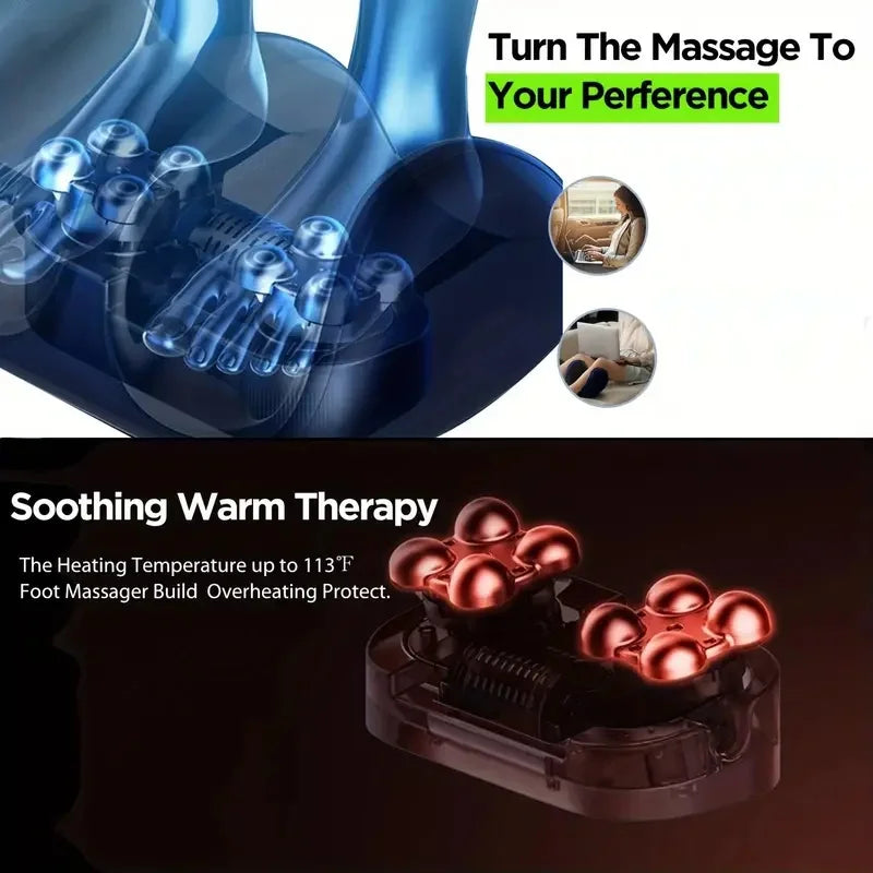 Electric Foot & Calf Massager - Shiatsu Kneading Relaxation Device with Heat