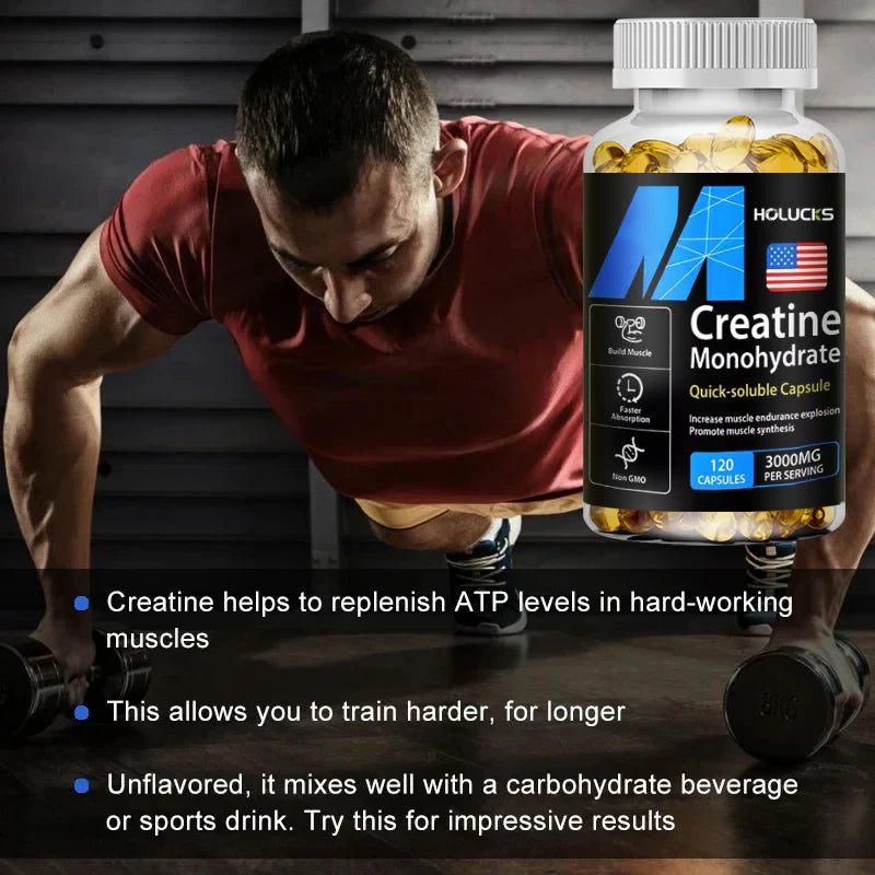 Buy 2 Get 2 Free! Creatine Monohydrate 3000mg Capsules, Support Lean Muscle & Performance, Fat Loss & Overall Fitness, Vegan