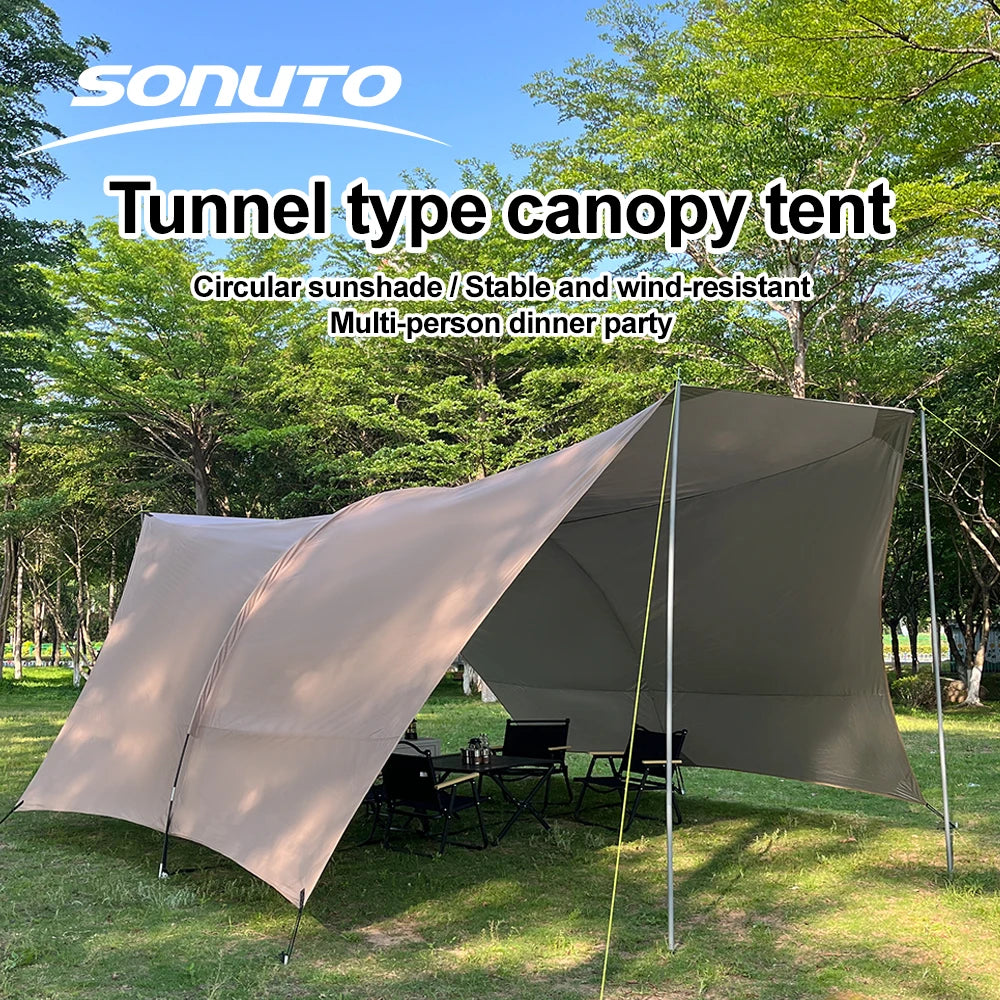 Silver Coated Sun Protection Camping Tent Large Family Size Windproof Rainproof Outdoor Canopy Tent with UV Block for Beach Pic