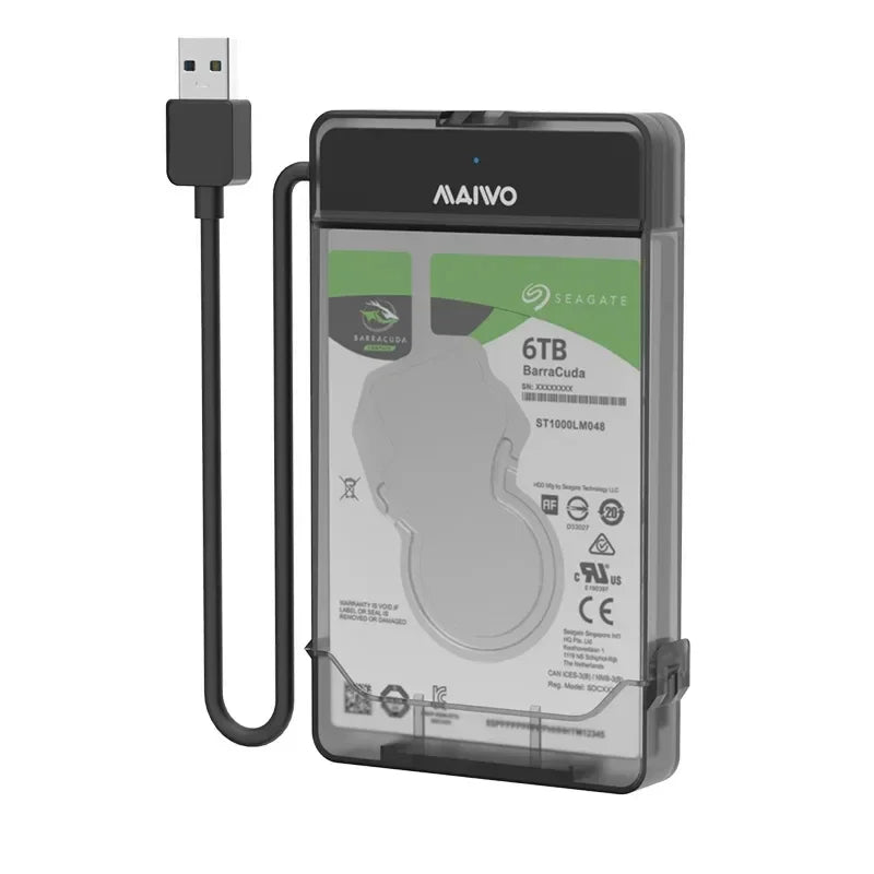 MAIWO 2.5'' HDD Enclosure Type C USB3.0 External Hard Drive Case  5Gbps HDD SSD Hard Drive Enclosure Support UASP for PC Laptop