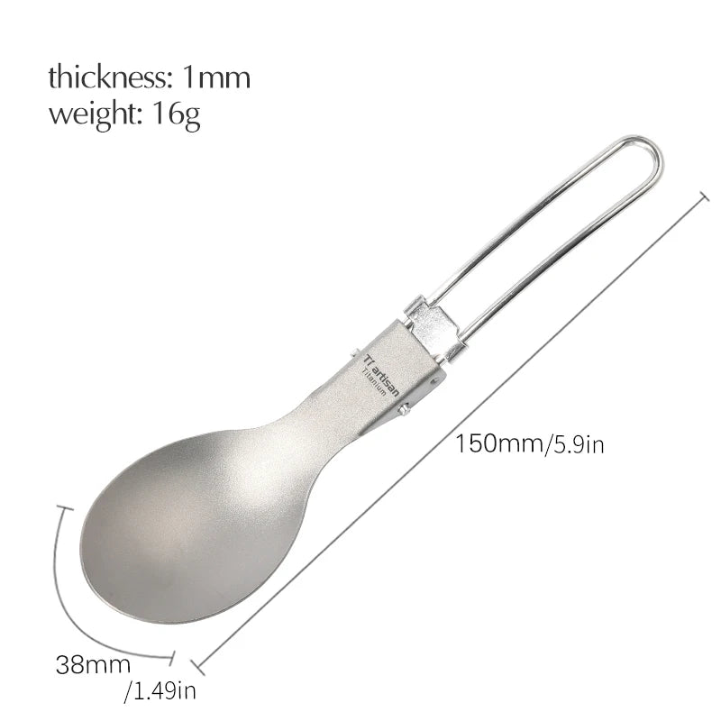 Tiartisan Titanium Foldable Cutlery Portable Outdoor Camping Tableware Hiking Folding Fork Spoon Knife