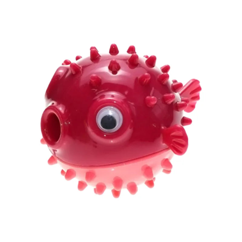 Bouncing Puffer Fish Dog Toy: Treat-Dispensing Chew-Resistant Ball for Dental Health - Fun for Corgi, Poodle, Golden Retriever