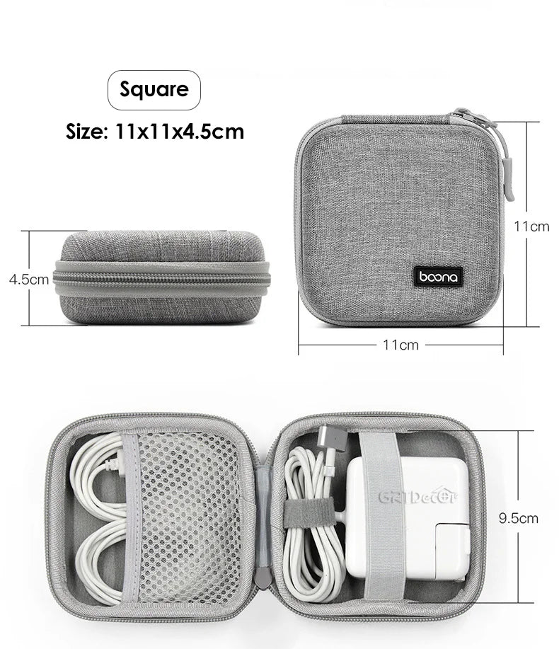 Shockproof Electronics Organizer Case for Power Adapter Cable Storage Bag Bluetooth Earphone Case Travel Small Tech Gadget Pouch