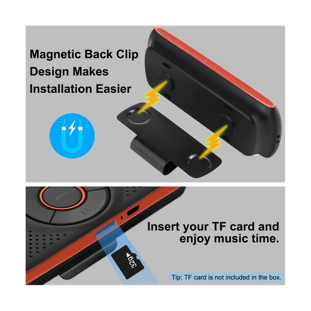 Car Bluetooth Speaker Bluetooth in Car Speakerphone for Handsfree Talking, Wireless Car Music Player with Visor Clip