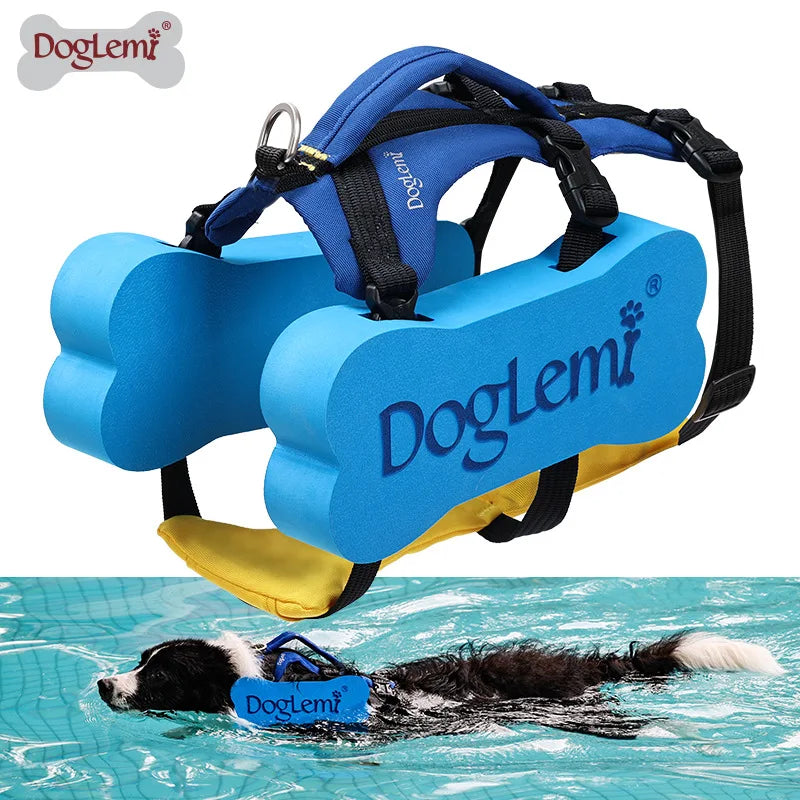 2 in 1 Summer Dog Swimming Rescue Vest Harnesses Adjustable Dogs Life Saving Jacket Swim Chest Strap Walking Out Vest Harnesses