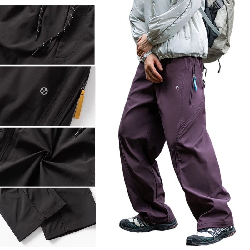 Streetwear Cargo Pants - Waterproof Windproof Fabric with Drawstring Elastic Waist｜Fall 2025 Loose Fit