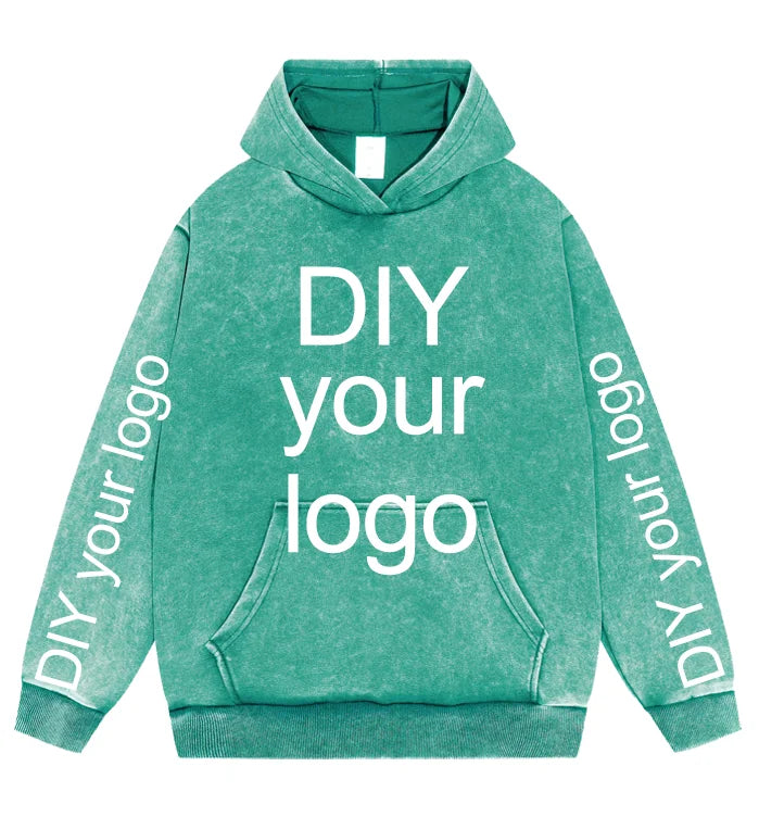 Washed Retro Hoodies 5 Colors 100%Cotton Hoody Customized Personalized Pattern Customization Pullover Team Logo Company Logo