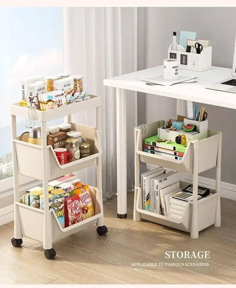 Trolley Bookshelf Kitchen Storage Rack KitchenCornerNarrow Slit StorageCabinetBathroom Living Small Multi-layer Simple Bookshelf