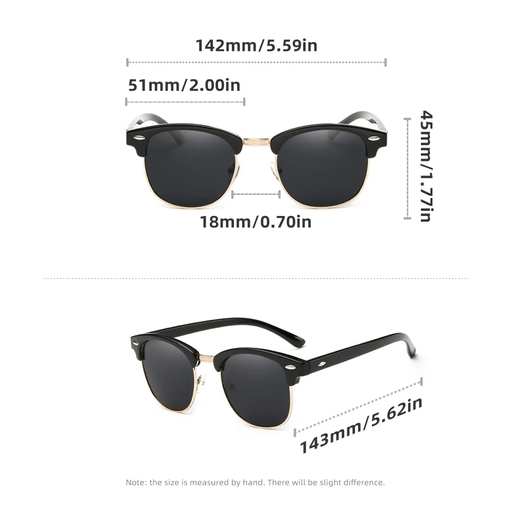Classic Polarized Sunglasses Men Women Retro UV400 Glasses Male Popular Anti-glare Travel Driving Fashion Eyewear Frames