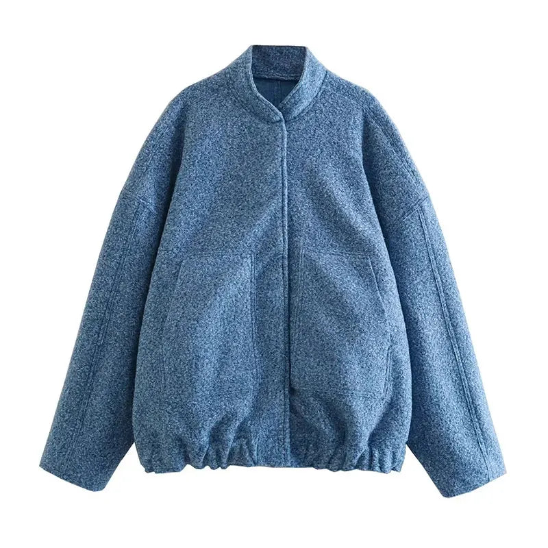 HH Women's Elegant Solid Coat Button Long Sleeve Pocket Bomber 4-Color Jacket Female Spring Casual Loose Streetwear Coats
