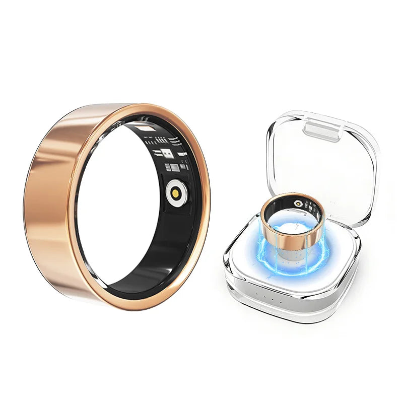 Smart Ring Heart Rate Health Monitor with Oxygen Sleep Blood Pressure Tracking Waterproof Multi-Sport Gesture Control