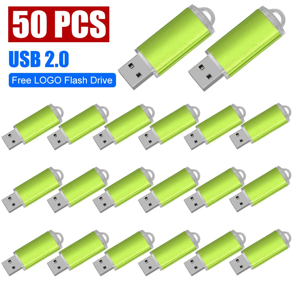 50/PCS LOT USB 2.0 Flash Drive 128GB Colorful Memory Stick 64GB Wedding Gift Pen Drive 32G 16G Pendrive Free Custom Logo