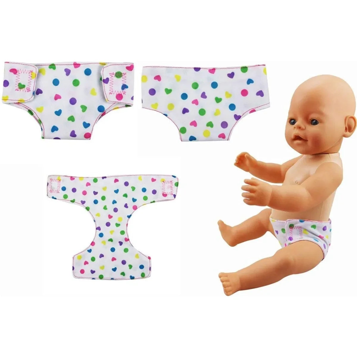 Baby Diapers Doll Underwear for 14-18 Inch Baby Dolls Underwear Reusable Adjustable Diapers for Infant Reborn Dolls Baby Girls