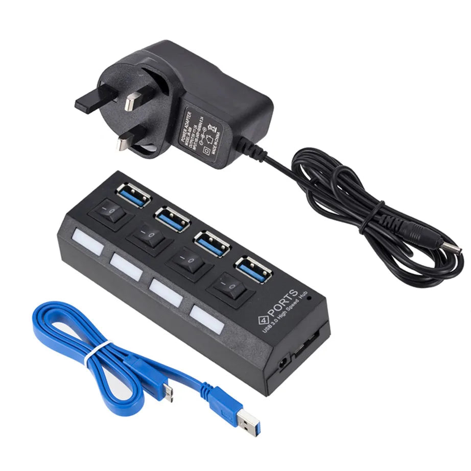 Mini USB HUB 3.0 Super Speed 5Gbps Usb3.0 4 Ports HUB Portable USB 3.0 HUB Splitter With External Power Adapter For PC Accessory