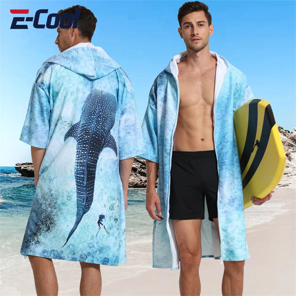 Microfiber Hooded Towel Men Women for Swimming Beach Travel Quick Dry Changing Robe Cape Bath Towel Bathrobe Surf Poncho