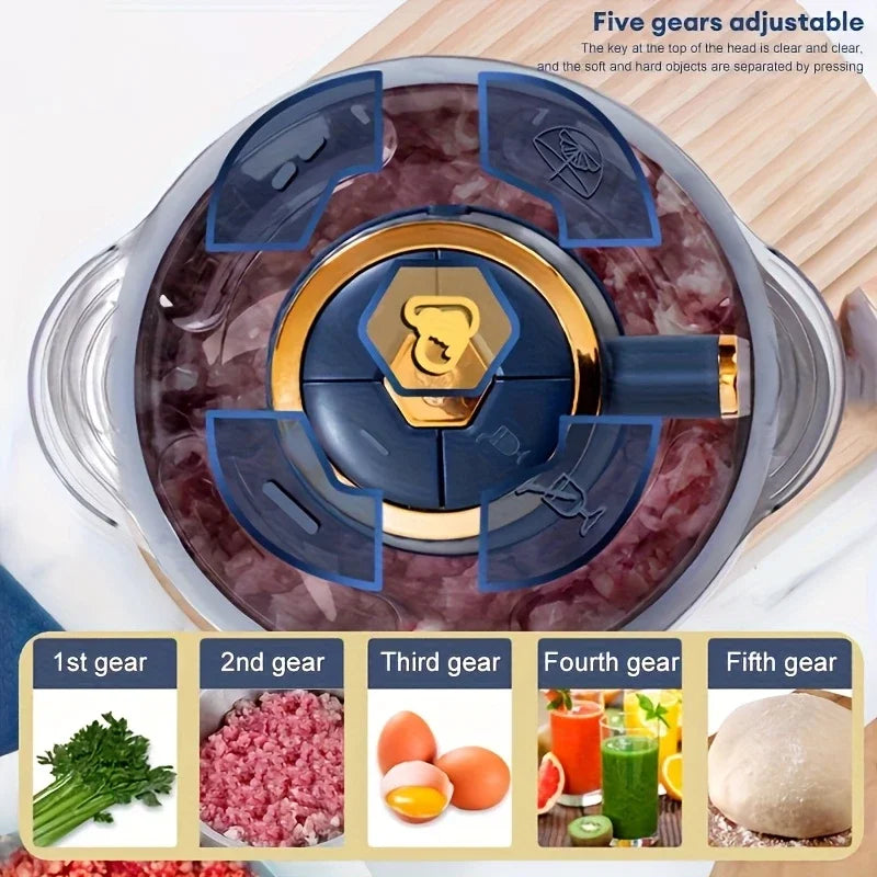 5L Multifunctional Food Processor 304 Stainless Steel Meat Grinder Chopper Slicer Blender 220V EU Plug Electric Kitchen Tool