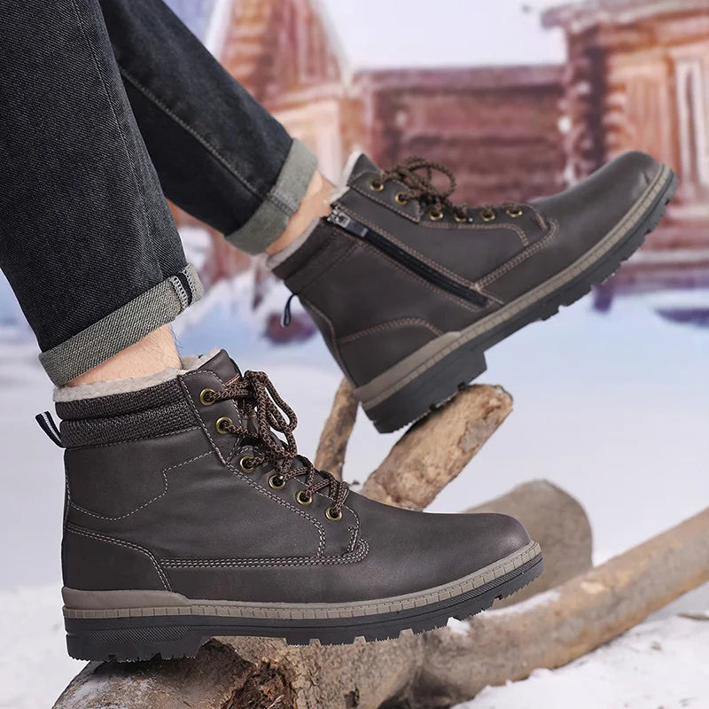 Outdoor Leisure High Top Footwear Fashion Classic Winter Hiking Shoes Warm Anti Slip Ankle Snow Boots Men's Casual Shoes