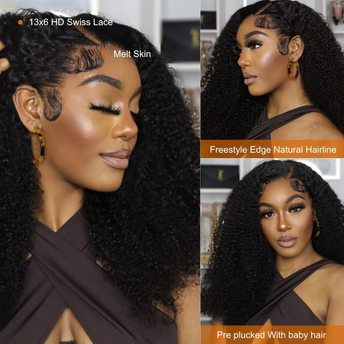 Kinky Curly Lace Front Wig 13x4 Lace Front Wigs Human Hair PrePlucked Kinky curly Human Hair Wig Human Hair Wig For Black Women