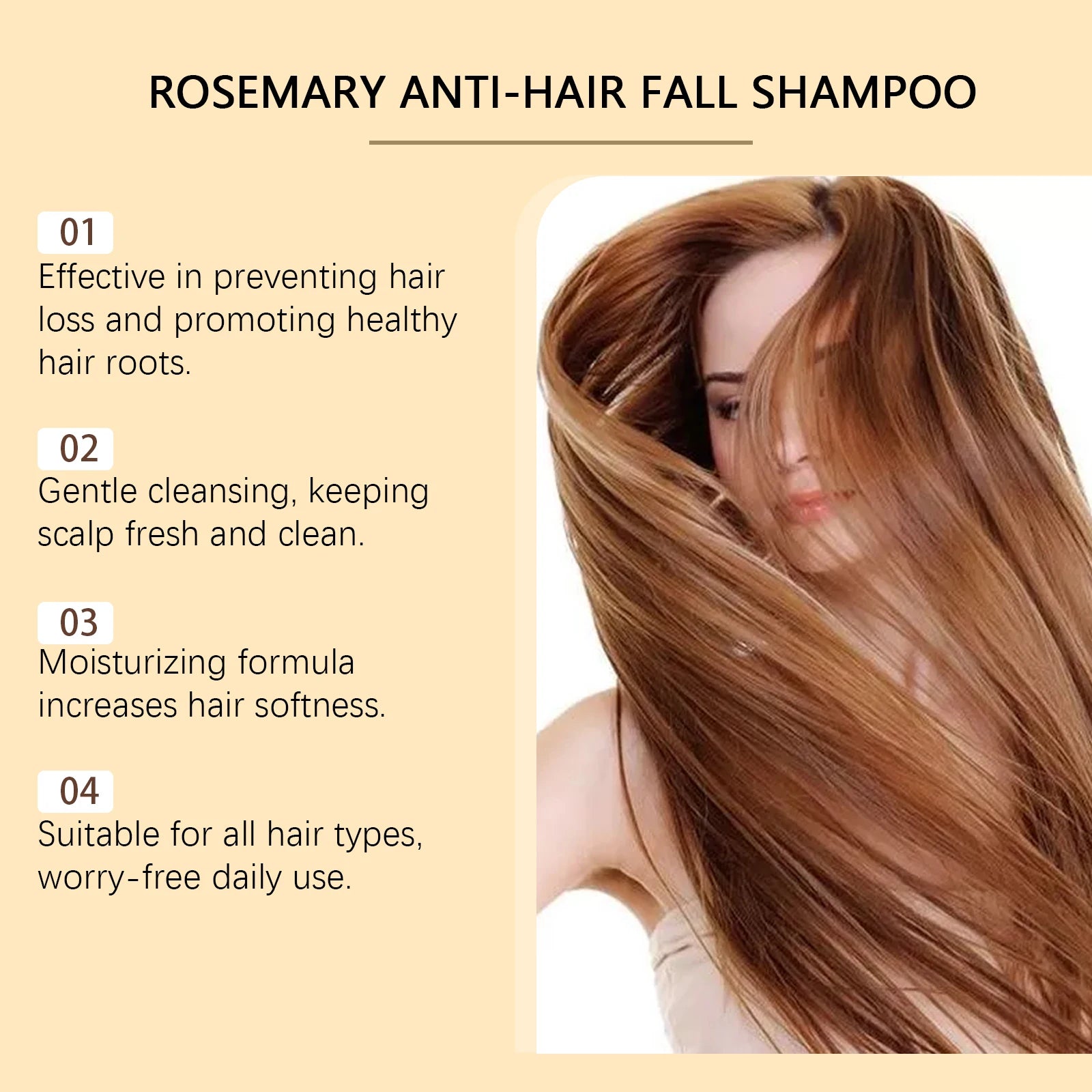 Rosemary Shampoo Hair Growth Deep Cleansing Scalp Oil Control Strengthening Root Nourish Hair Volumizing for All Types