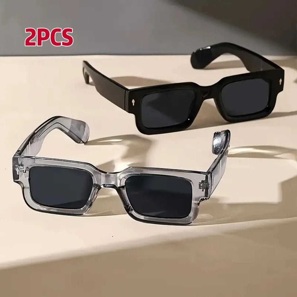 New Men Square Frame Sunglasses Luxury Brand Designer Sun Glasses Retro Trendy Shades UV400 Unisex Women Glasses