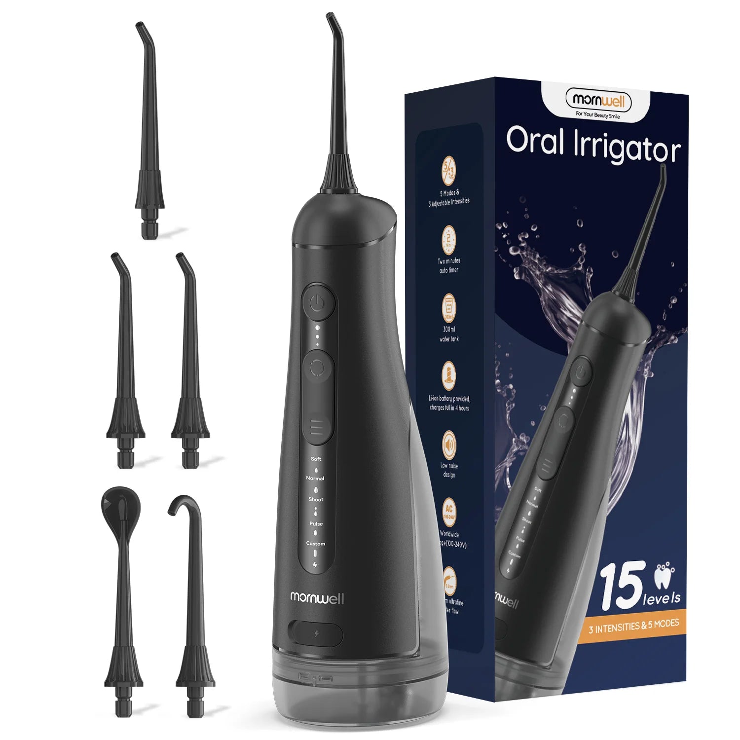 Water Flosser,300ML Tank DIY Mode Rechargeable Water Floss,IPX7 Waterproof 5 Modes 3 Pressure Irrigate for Teeth Clean