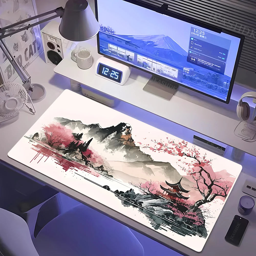Cherry Blossoms Wrist Rest Keyboard Gaming Mouse Pad White Mousepad Pk Control Welcome Mat Desk Decorations Office Rug Keypad