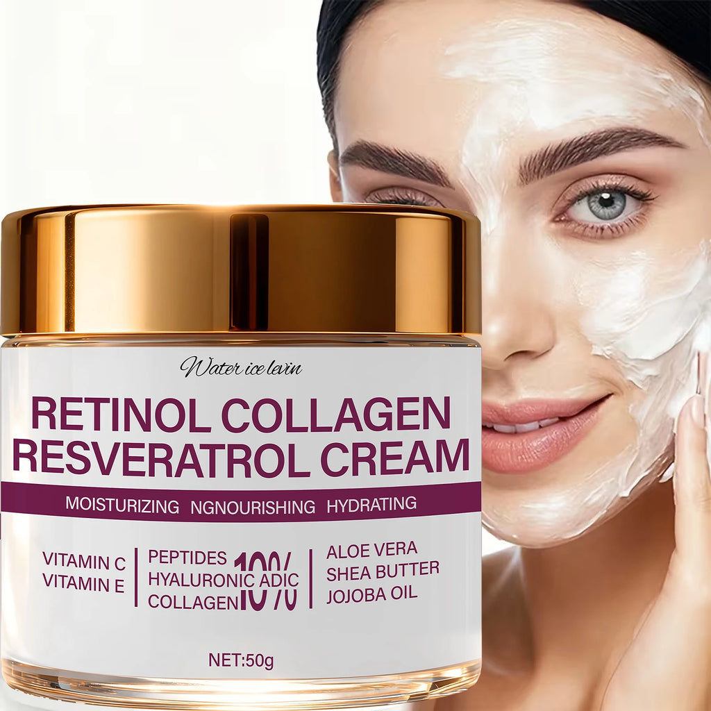 Face Cream Retinol Collagen Resveratrol with Peptide & Vitamin C,Hydrating Firming Moisturizer for Face 50g