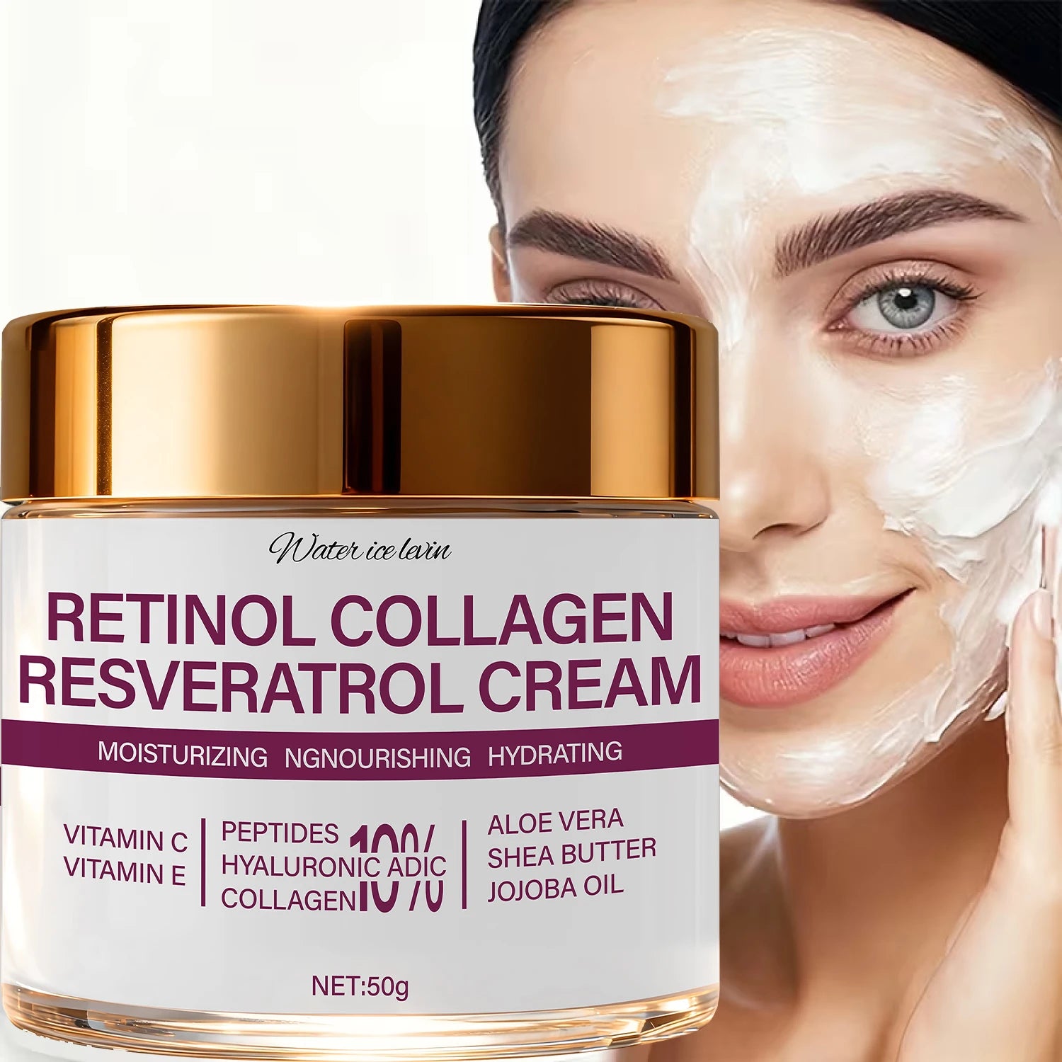 Face Cream Retinol Collagen Resveratrol with Peptide & Vitamin C,Hydrating Firming Moisturizer for Face 50g