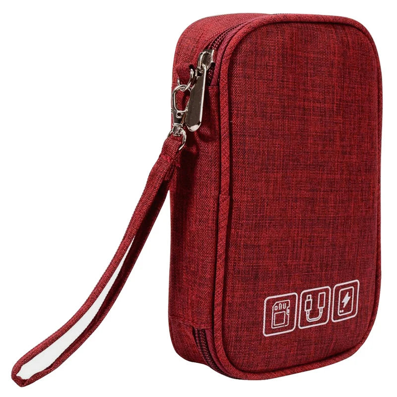 Data Cable Storage Bag, Portable Headphone Manager, Digital Gadget Suitcase, Double-layer Digital USB Hard Drive Protection Bag