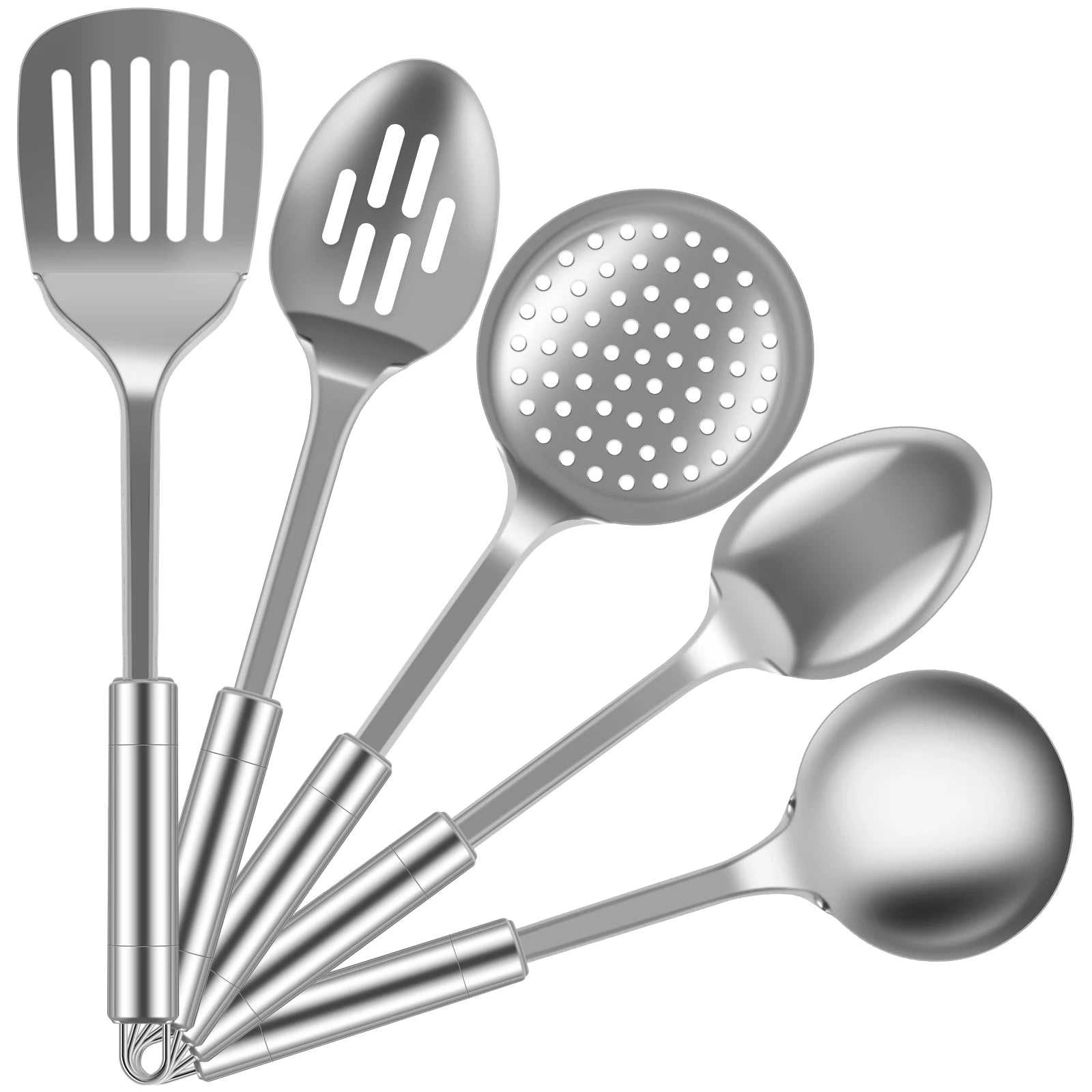 5/10Pcs Kitchen Cooking Utensils Set Stainless Steel Shovel Soup Spoon Spatula Utensils Dinnerware Kitchen Cooking Tool Set