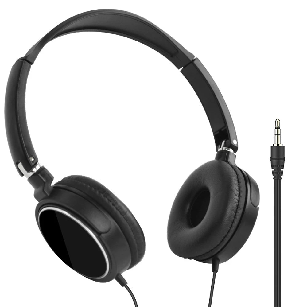 Universal 3.5mm Wired Computer Headphone Foldable Portable Music Gaming Headset Noise Canceling Sports Earphone Stereo Headset
