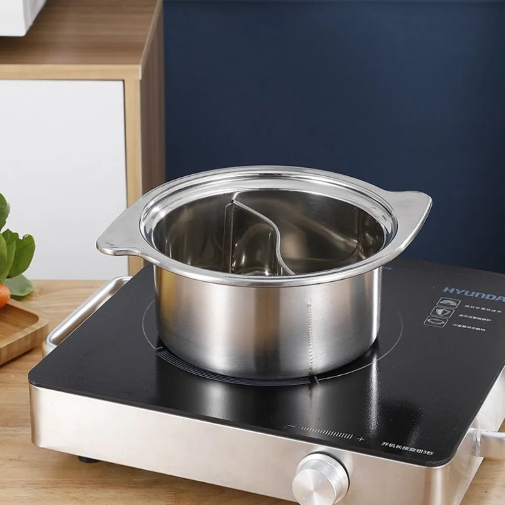 One Person Cooking Boiling Pot Multi Purpose 14/15/16/18cm Stock Pot with Lid Stainless Steel Cookware Hot Pot Restaurant