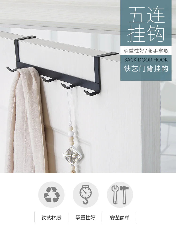 Over The Door 5 Hooks Home Bathroom Organizer Rack Clothes Coat Hat Towel Hanger Housekeeping Organizers Storage Hooks Holder