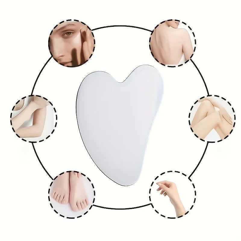2pcs Stainless Steel Gua Sha Tool - Ultra-Thin Heart Shape with Triangle Edges for Face & Hand Massage, Relaxation & Muscle