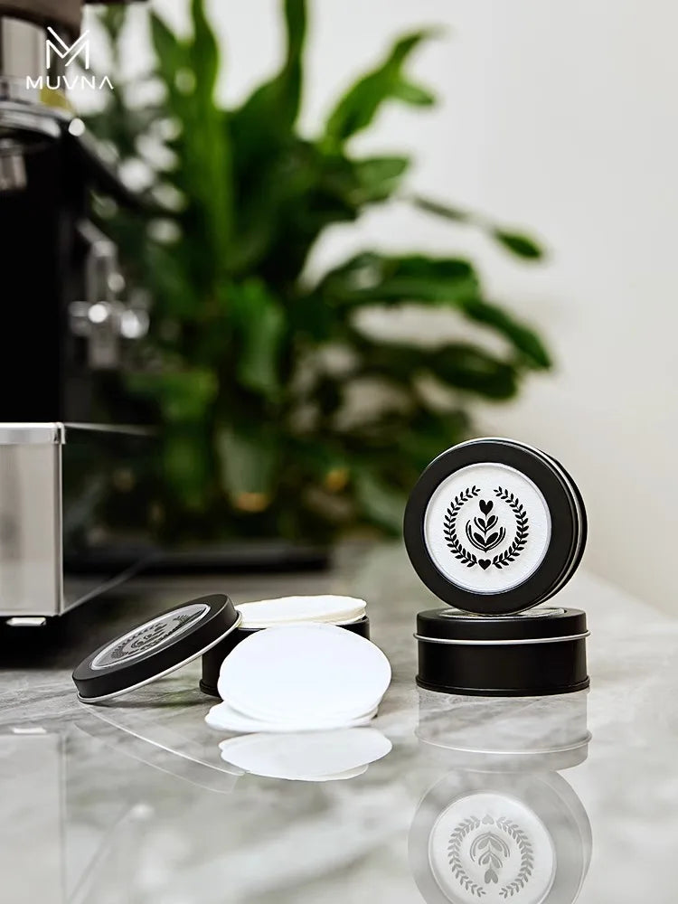 MUVNA Disposable Coffee Filter Paper 100 Pieces Espresso Coffee Machine Handle Filter Paper With 51MM 53MM 58MM White