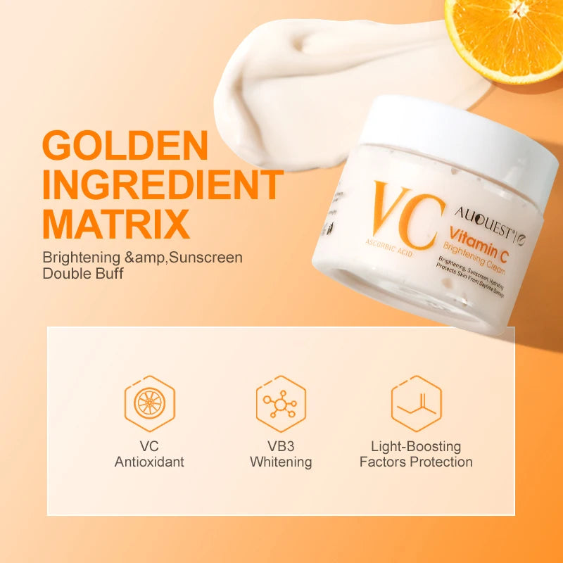 AUQUEST Vitamin C Face Cream Collagen Skin Whitening Dark Spots Removal Hyaluronic Acid Facial Skin Care Products