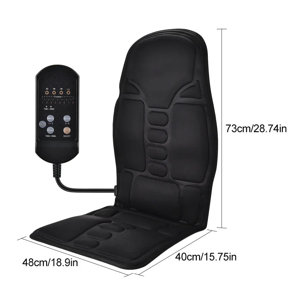 Electric Back Massager Heating Vibrating Full Body Cushion Lumbar Shoulder Pain Relief Car Home Office Muscular Masajadors Pad