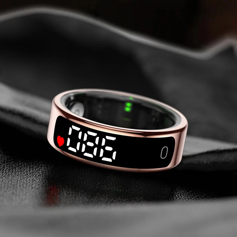 2025 Smart Ring Men Women LED Display Screen Heart Rate Blood Oxygen Monitor 5ATM Waterproof Multi Sports Mode Gifts For Andorid