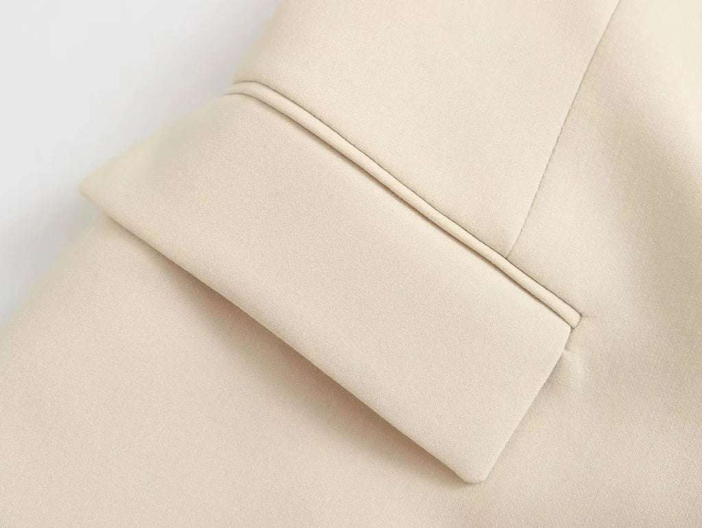 HH Pant Sets For Women Fashion Beige Single Breasted Strapless Slim Tank Top Vest High Waist Straight Pants Office Lady Suit