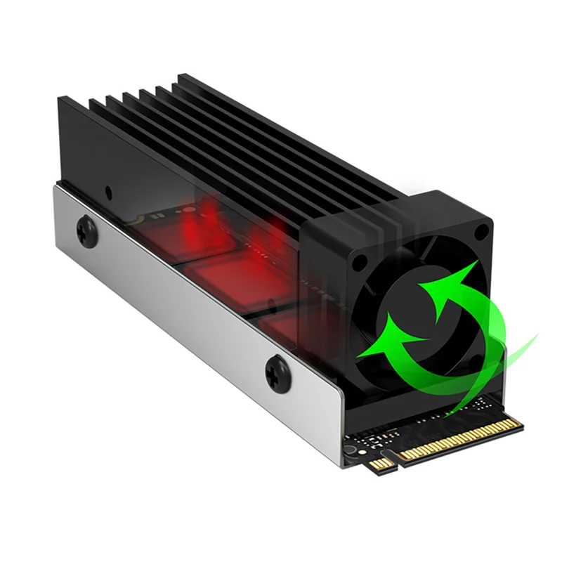 M.2 SSD NVMe Heat Sink M2 2280 Solid State Disk Air Circulation Radiator with Fan Aluminum Heatsink Thermal Pad Cooler