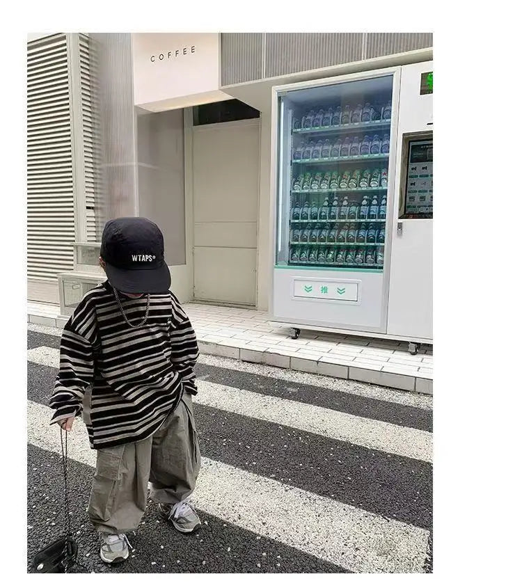 Boys Sets Sweatshirt Pants Two-piece Suits Children's Clothes Spring Autum Korean Fashion Round Neck Pullover Cargo Pants Suits
