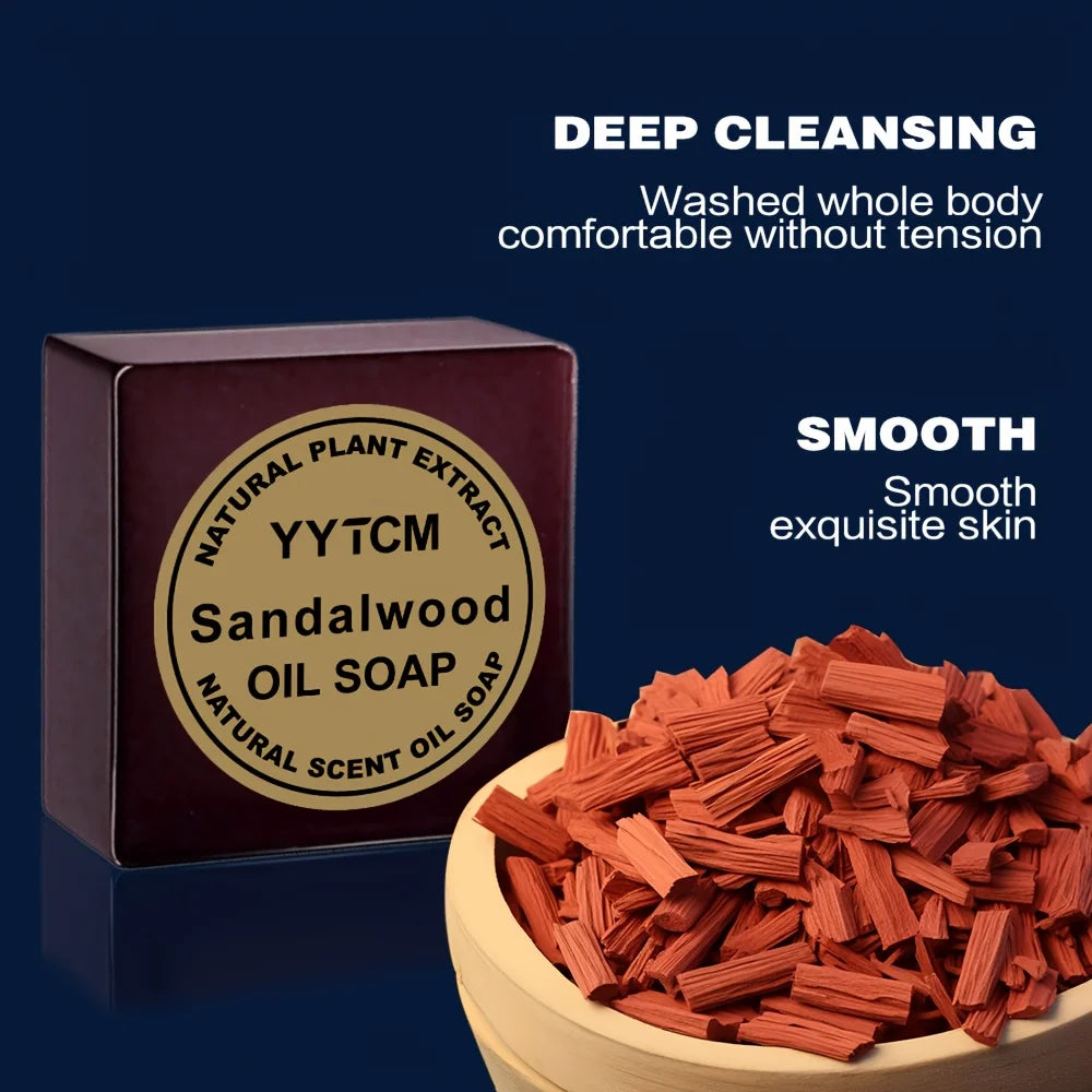 Sandalwood Soap, Men's Scented Soap, Long-Lasting Light Fragrance, Bath, Hand-Washing, Face-Washing Soap, Gentle Skin Care, Gift-Giving, Personal Use 65G/Piece-1 Piece