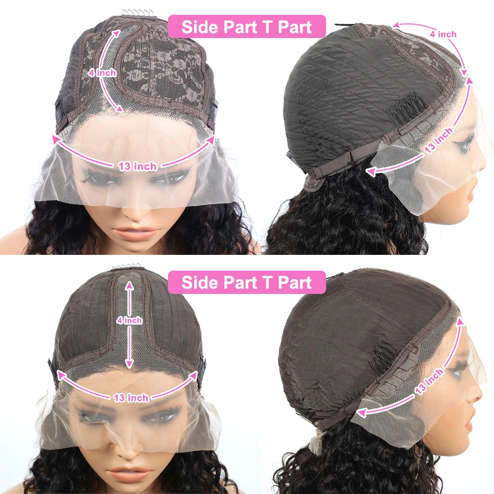 Water Wave Lace Front Wigs for Women Brazilian Closure Bob Wig 13x4 Transparent Lace Frontal Short Wigs Human Hair Pre Plucked