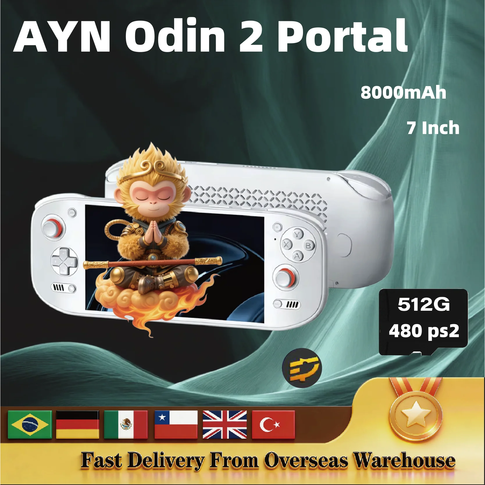 AYN Odin 2 Portal Handheld Game Console 7 Inch 120HZ Screen Android13 8000mAh 8Gen2 Open Source Portable Console PSP PS2 Gifts