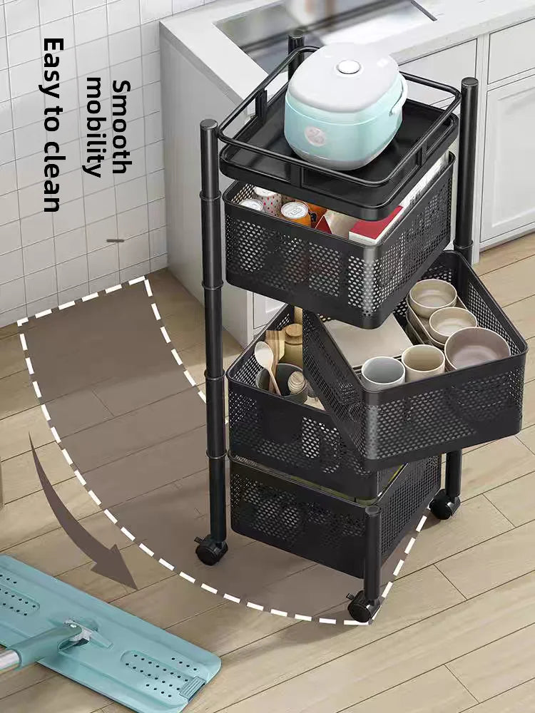 Home Use Rotating Multi-Layer Mobile Storage Ra Frie  Vegetable Fruit Storage elf Kitchen Organization No Installation