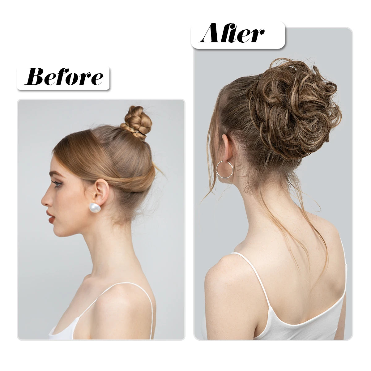 Synthetic Messy Updo Chignon Premium Big Curly Elastic Hair Scrunchies Hairpieces Donut Updo Blonde Brown Hair Pieces For Women